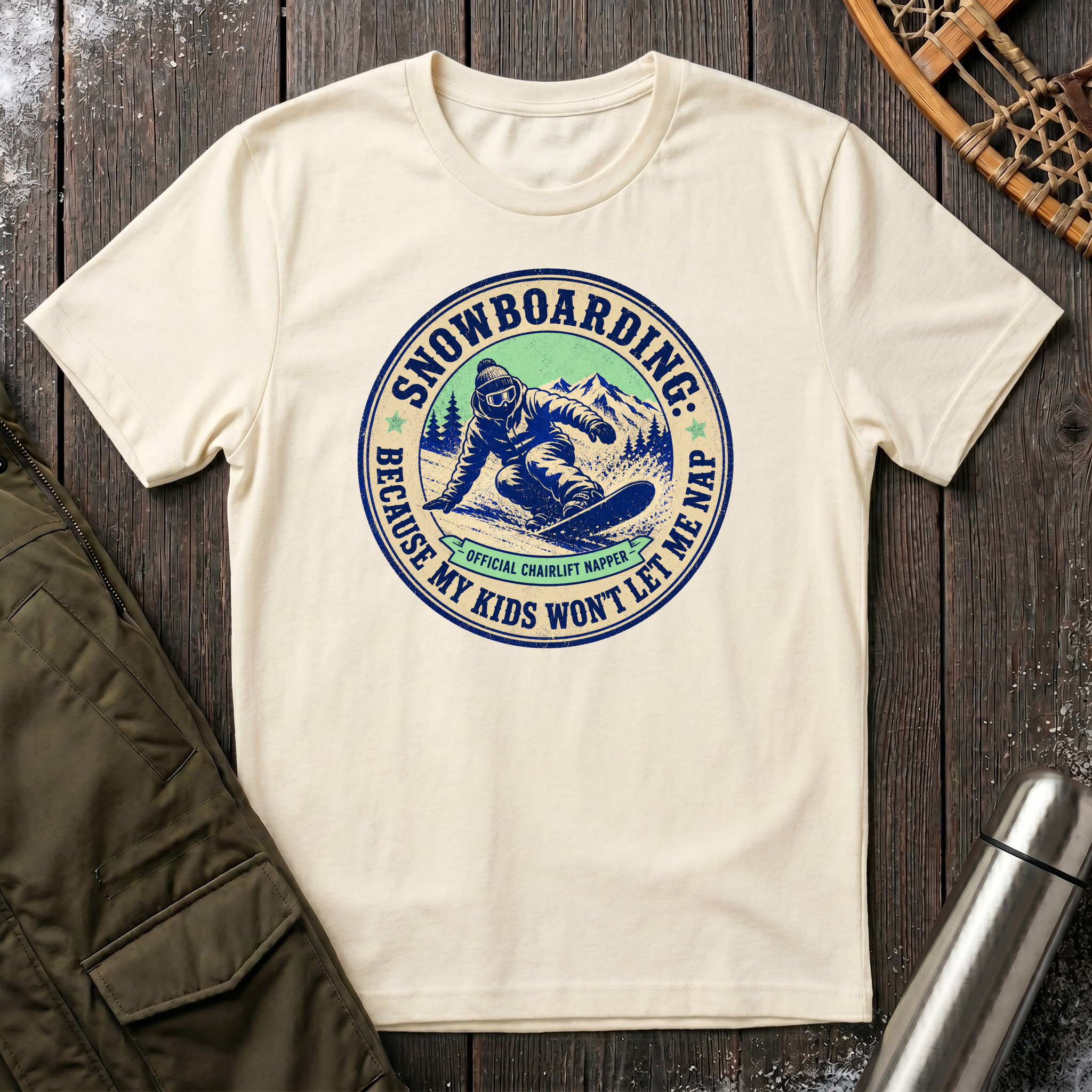 Snowboarding Because My Kids Wont Let Me Sleep T‑Shirt